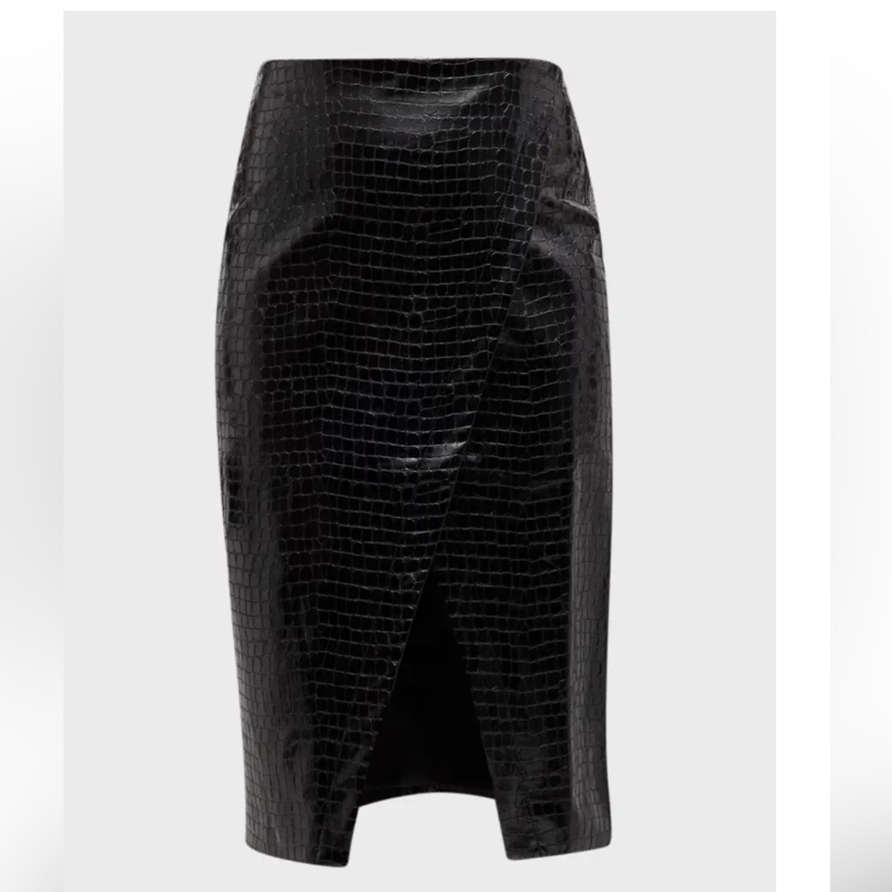 TANYA TAYLOR NWT Juniper Glossed Faux Crocodile Wrap Skirt